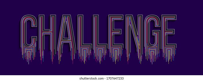 Challenge Calligraphic line art Text shopping poster vector illustration Design.