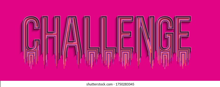 Challenge Calligraphic line art Text shopping poster vector illustration Design.