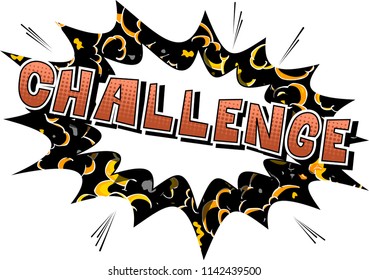 Challenge - Comic book style word on abstract background.