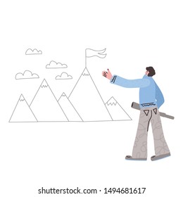 Challenge concept.  with man in doodle style. Vector illustration.