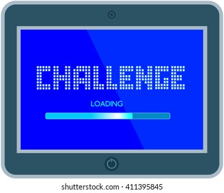 Challenge Concept.Motivation Quote Challenge on computer display, loading bar. Business challenge Concept. Banner with quotation, web design. Vector illustration.