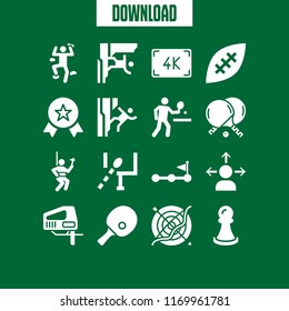 challenge icon. 16 challenge vector set. climber, man head with arrows to different directions, ping pong and resolution icons for web and design about challenge theme