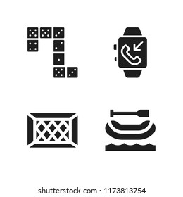 challenge icon. 4 challenge vector icons set. rafting, domino and smartwatch icons for web and design about challenge theme