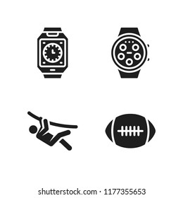 challenge icon. 4 challenge vector icons set. climbing, smartwatch and american football icons for web and design about challenge theme
