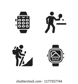 challenge icon. 4 challenge vector icons set. smartwatch, climbing and table tennis icons for web and design about challenge theme