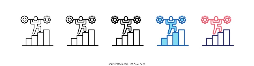 Challenge icon in 5 different styles set collection.