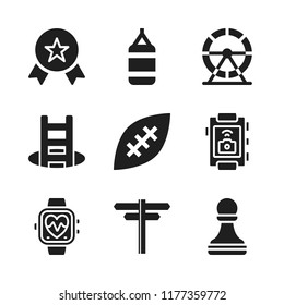 challenge icon. 9 challenge vector icons set. punching bag, pawn and directions arrows icons for web and design about challenge theme