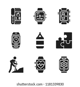 challenge icon. 9 challenge vector icons set. climbing, smartwatch and puzzle icons for web and design about challenge theme