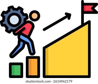 Challenge Icon Lineal Color Vector Illustration