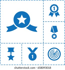 Challenge icon. set of 6 challenge filled icons such as target, number 1 medal