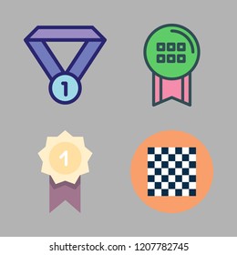 challenge icon set. vector set about chess board, medal and award icons set.