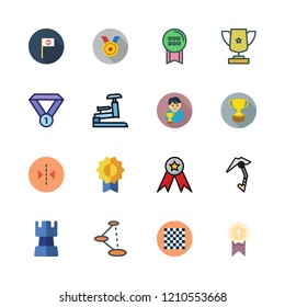 challenge icon set. vector set about medal, trophy, reflection and chess board icons set.