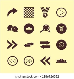 challenge icon. challenge vector icons set left right arrows, winners podium, medal and chess board