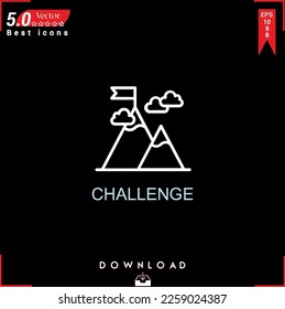 CHALLENGE icon vector on black background. Simple, isolated, flat icons, icons, apps, logos, website design or mobile apps for business marketing management,
UI UX design Editable stroke. EPS10