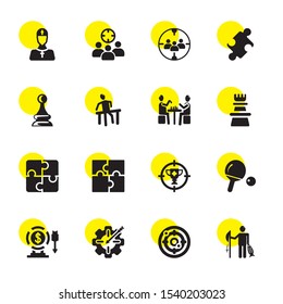 challenge icons. Editable 16 challenge icons. Included icons such as Fishing, Target, Ping pong, Puzzle, Chess, Limbo, Pawn, Targeting, Bishop. challenge trendy icons for web.