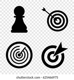 Challenge icons set. set of 4 challenge filled icons such as target