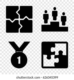 Challenge icons set. set of 4 challenge filled icons such as puzzle, ranking