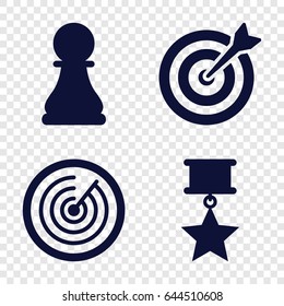 Challenge icons set. set of 4 challenge filled icons such as chess pawn, target