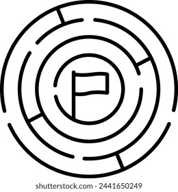 Challenge icons. Vector Icons of a Round Labyrinth and Victory Flag Inside. Labyrinth For Business Task Concept. Workshop Concept
