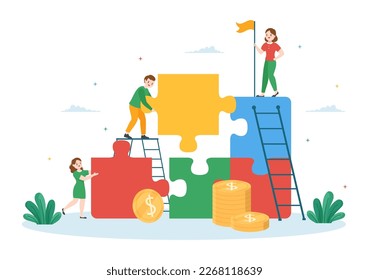 Challenge Illustration with Businessman Running to the Top and Overcoming Obstacle for Landing Page in Flat Cartoon Hand Drawn Templates
