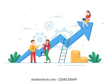 Challenge Illustration with Businessman Running to the Top and Overcoming Obstacle for Landing Page in Flat Cartoon Hand Drawn Templates