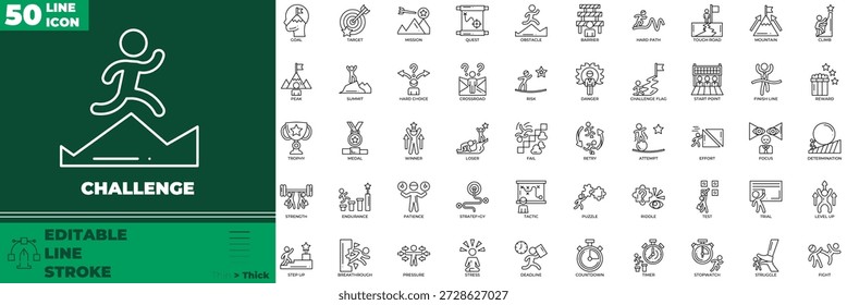 Conjunto de iconos editables de línea de desafío