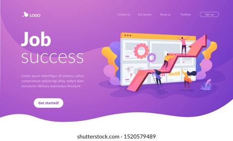 Challenge move for success, confidence winning competition, motivation goals achievement concept. Website homepage interface UI template. Landing web page with infographic concept hero header image.