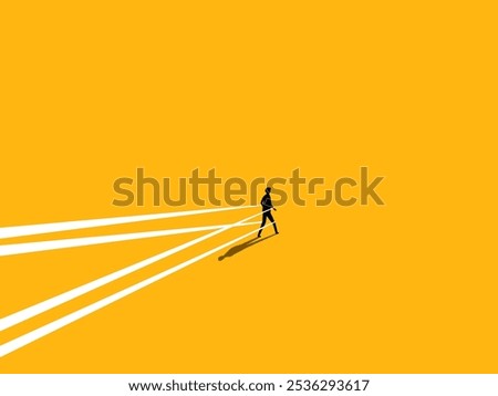 Challenge, obstacle. Businessman being pulled by tape