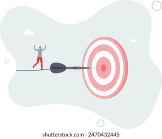 Challenge to overcome difficulty and achieve business target, risk management or strategy and skill to win and success.flat vector illustration.