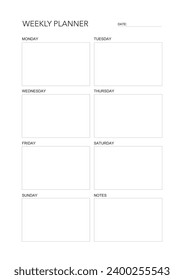 challenge plan, minimalistic daily, weekly planner printable template. habit, workout planning and to do list. printable planner, digital planner. A4 and letter size. Vector template. EPS 10