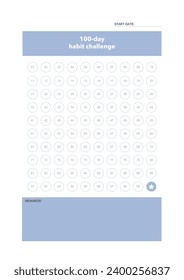 challenge plan, minimalistic daily, weekly planner printable template. habit, workout planning and to do list. printable planner, digital planner. A4 and letter size. Vector template. EPS 10