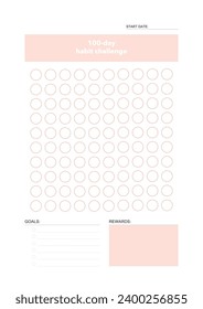 challenge plan, minimalistic daily, weekly planner printable template. habit, workout planning and to do list. printable planner, digital planner. A4 and letter size. Vector template. EPS 10