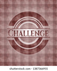 Challenge red seamless badge with geometric background.