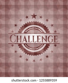 Challenge red seamless emblem with geometric pattern.