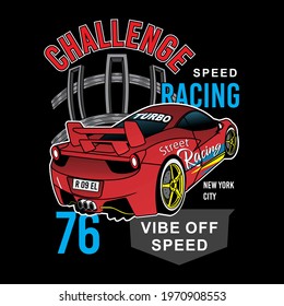 Challenge Speed Racing, vector typography for print t-shirt