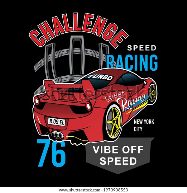 Challenge Speed Racing, vector typography for\
print t-shirt
