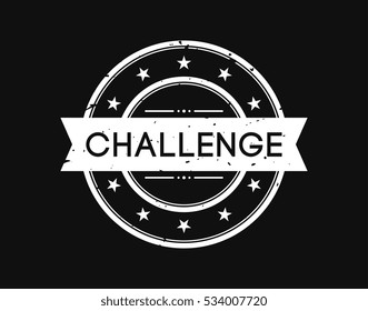 challenge. stamp mark white on black background