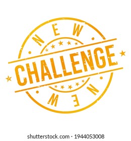 Challenge Stamp Rubber. Round Vector Postmark Retro Style. 