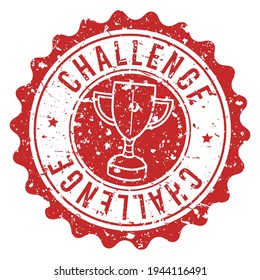 Goma de sello de desafío. Ganador del Trofeo Vector Redondo Postmark Estilo Retro. 