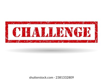 Challenge stamp symbol shadow, label sticker sign button, text banner vector illustration .