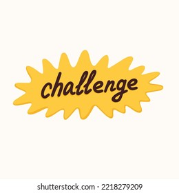 Challenge sticker for a social media, making a blog or vlog vector flat illustration. Set of cartoon icons for making internet content.