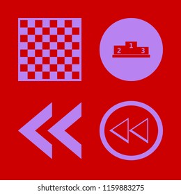 challenge vector icons set. with chess board, winners podium and left arrow in set