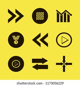 challenge vector icons set. with left right arrows, chess board, descending graph and arrows center in set