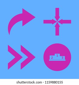 challenge vector icons set. with winners podium, arrows center and right arrow in set