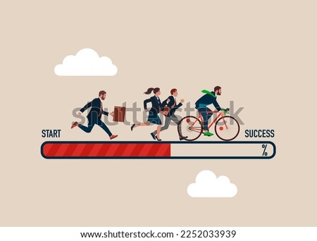 Challenge your progress and win the race. Flat vector illustration.