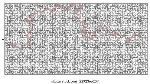 Challenge Yourself with a 100x200 Maze Illustration. 