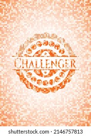 Challenger abstract orange mosaic emblem 
