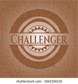 Challenger badge with wooden background