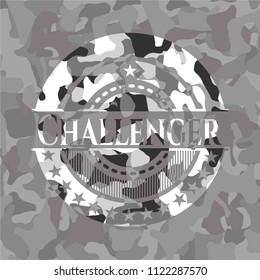 Challenger on grey camo texture