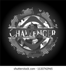 Challenger on grey camouflage texture